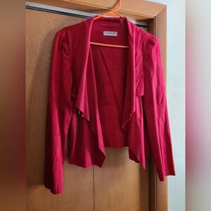 Bagatelle Faux Suede Draped Jacket Red Large NWOT